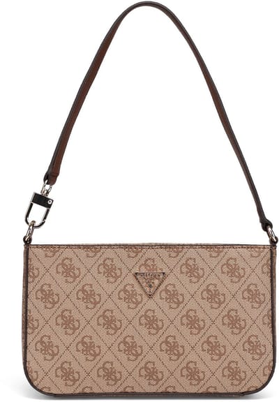 GUESS schoudertas Noelle II Mini Top Zip Shoulder Bag Latte Logo / Brown Lichtbruin