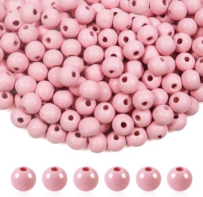 300 Stuks Houten Kralen 6mm Macaroon Lichtroze Losse Kralen voor DIY Sieraden, Wanddecoratie en Knutselen