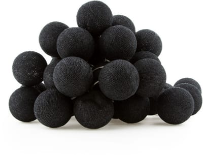 Cotton Ball Lights - LED lichtslinger voor binnen - Handgemaakt en Fairtrade - 35 lampjes - Black