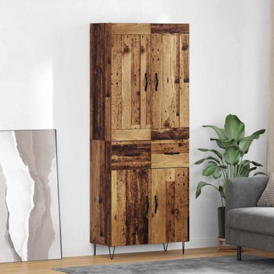vidaXL - Highboard - Oud - Hout - 69,5 - x - 34 - x - 180 - cm - Bewerkt - hout