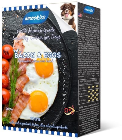 Smookies Premium Cookies – Hondenbiscuits – Bacon & Eieren – 100% Human Grade – Superfood Rijk – Handgebakken – 200g