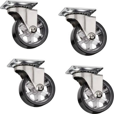 Set van 4 decoratieve design meubelwielen RAPID wielen Ø 50 mm zwart, draagvermogen 35 kg, hoogte 64 mm, zwenkwielen van SOTECH