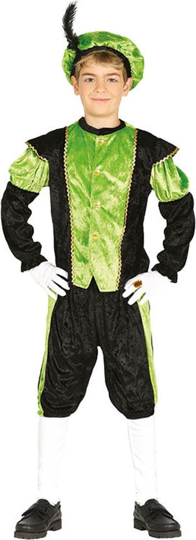 Fiestas Guirca - Pietenpak zwart / groen 10-12 jaar - Welkom Sinterklaas - Sinterklaas versiering - Sinterklaas intocht - Sinterklaas en Piet -sinterklaas Cadeautjes