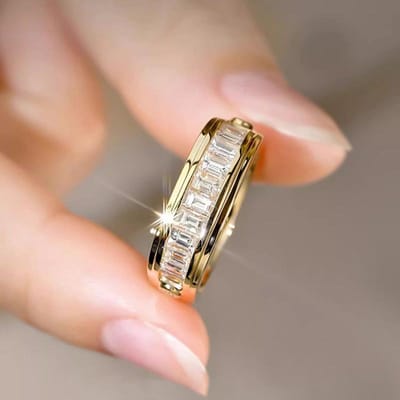 Sterling Verlovingsring Bruids Trouwring Sieraden met Briljante Zirkonia Luxe Veelzijdige Vingeraccessoires 9