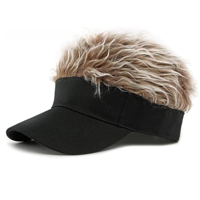 Heren Synthetisch Kort Haar Baseballpet Met Prikkeld Haar Pruik Hoed Nep Haar Verstelbare Zonneklep Vizier Chique Optreden Hip-Hop Hoofddeksel adjustable gray
