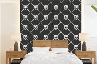 Behang - Fotobehang Patronen - Skull - Botten - Piraten - Jongens - Kinderen - Kids - Jongetje - Breedte 220 cm x hoogte 240 cm