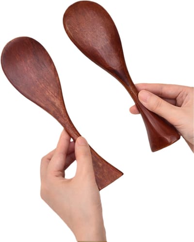 2 stuks - Rijstlepel met staande kop - Antiaanbakrijstlepel voor huishoudelijk gebruik - Houten rijstlepel - 21*6 cm - Donkerbruin