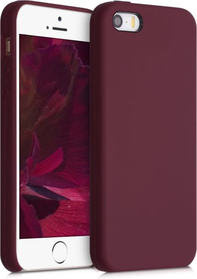 kwmobile telefoonhoesje geschikt voor Apple iPhone SE (1.Gen 2016) / iPhone 5 / iPhone 5S - Hoesje met siliconen coating - Smartphone case in wijnrood