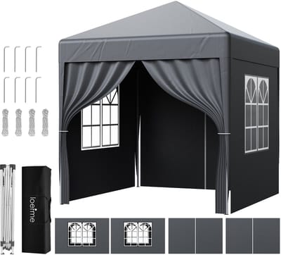 LOEFME Partytent Opvouwbaar - Paviljoen - Easy Up - 3x3m - Waterdicht - Versterkt Frame - Waterdicht - Draagtas - Zwart