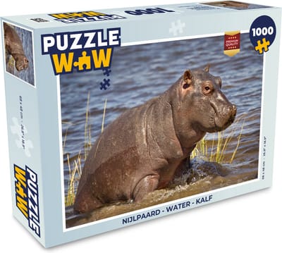 Puzzel Nijlpaard - Water - Kalf - Legpuzzel - Puzzel 1000 stukjes volwassenen