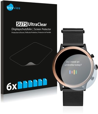 Savvies - Screenprotector voor Fossil Julianna HR (5.Gen) - Folie Beschermfolie transparant 6 Stuks