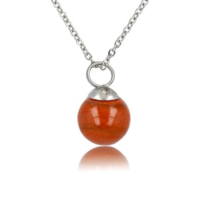 My Bendel - Zilverkleurige Ketting met Ronde Aventurine Edelsteen - Zilverkleurige Ketting met Red Aventurine Edelsteen - met Luxe Cadeauverpakking | Sieraden Voor Dames