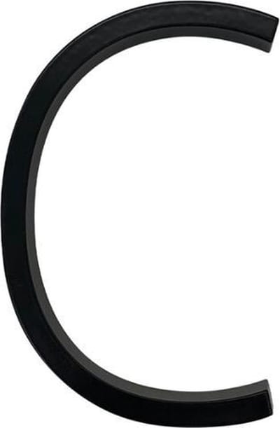 House Number #C - letter - zwart RVS - roestvrij - met ophangsysteem - weerbestendig - moderne huisnummers - gevel - huisnummer C - 12.5 cm