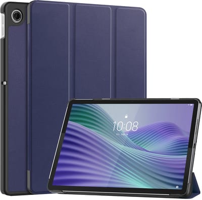 Hoesje - Geschikt voor Lenovo Tab 10.1 inch - Dun & Stevig - Hardcover Book Case - Trifold Bookcase Hoes - Hard Cover - Tablethoes - Donkerblauw