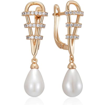 Boucles d'oreilles pendantes perles goutte d'eau uniques pour femmes Luxe Couleur Or Rose Zirconium Naturel Accessoires Bijoux Fins Quotidien beige
