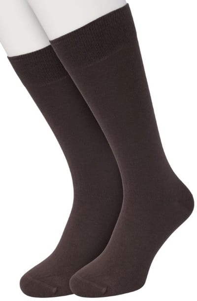 Bonnie Doon Basic Sokken Heren Donker Bruin maat 40/46 - 2 paar - Basis Katoenen Sok - Gladde Naden - Brede Boord - Uitstekend Draagcomfort - Perfecte Pasvorm - 2-pack - Multipack - Effen - Donkerbruin - Dark Brown - Hazelnut - OL6324012.245