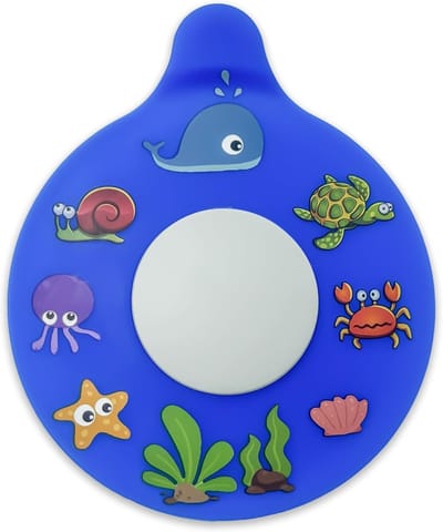 Siliconen Badkuip Afvoerstopper met Strandlandschap Print - Universele Badplug Deksel, Mooi Koraalrif Ontwerp - Perfect Cadeau voor Kinderen, Peuters en Baby's (Blauw)