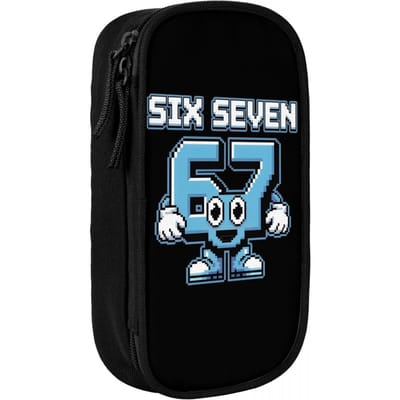 67 Zes Zeven 6-7 Grappige Italiaanse Hersenkronkel Potlood Etui Mode Pennenhouder Tassen Student Grote Opbergruimte Schoolbenodigdheden (as the picture,One Size)