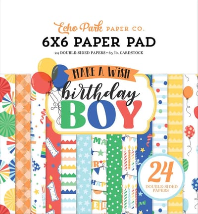 Echo Park - Make A Wish Birthday Boy 6x6 Inch Paper Pad (MWB348023)