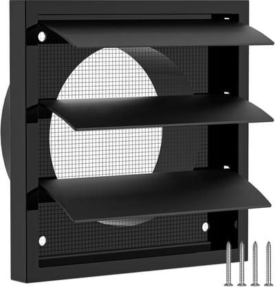 Ventilatierooster Afsluitbaar - Lucht Uitlaat - Binnen Ventilatie - Met Insecten Gaas - 100 mm Opening - Zwart