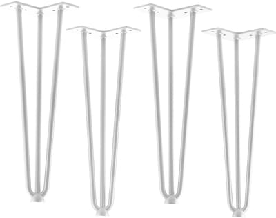 SOTECH 4 stuks Haarspeldpoten wit 406 mm 3 st. Haarspeldpoten Meubelpoten voor salontafels en banken Tafelpoot