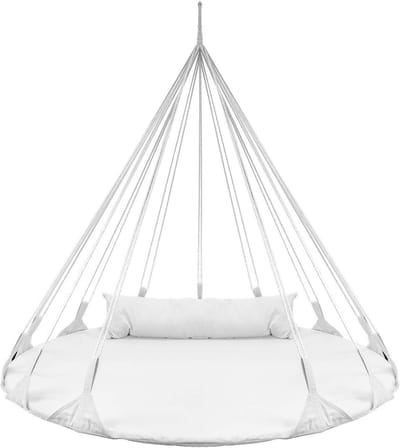 Hangend Schommelnest - Hangmat Stoel - Buiten Ontspannen - Inclusief Kussen - 56 Inch Diameter - Wit