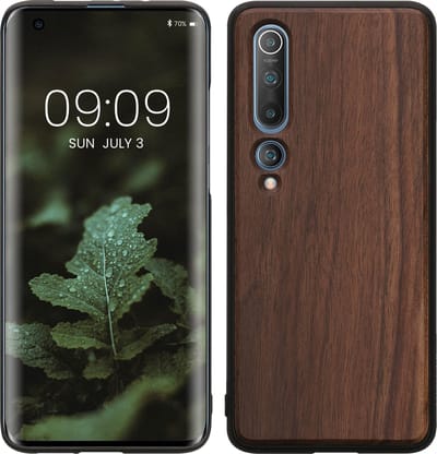kwmobile telefoonhoesje geschikt voor Xiaomi Mi 10 / Mi 10 Pro - Hoesje met bumper in donkerbruin - Backcover - hout