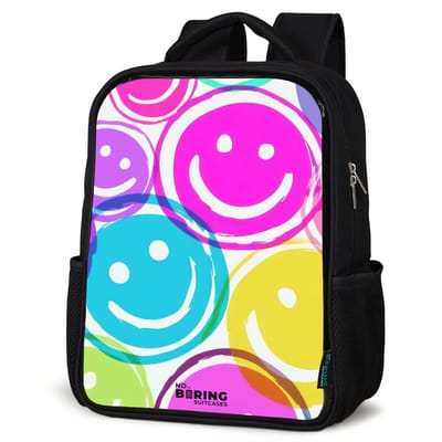 NoBoringSuitcases.com® - Rugzak zwart - Schooltas jongen & meisje - Kleurrijke glimlachexplosie - Rugtas voor school - Boekentas kind - Schoolrugzak - Kinderrugzak