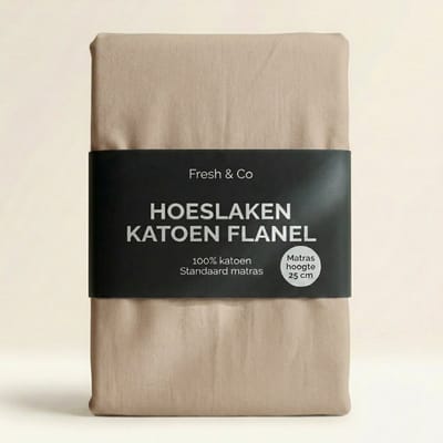 Dekbed-Discounter - Fresh and Co Hoeslaken 80 x 200 cm - Verkoelend Katoen Flanel - Geschikt voor matrassen tot 25 cm hoog - Wasbaar op 30 graden - Strijkvrij - Creme
