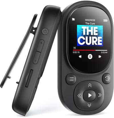 Gloovon® - MP3 Speler - Bluetooth 5.3 - Incl. Oordopjes en 64GB Opslagruimte - Ondersteuning tot 128 GB - USB - FM Radio - Zwart