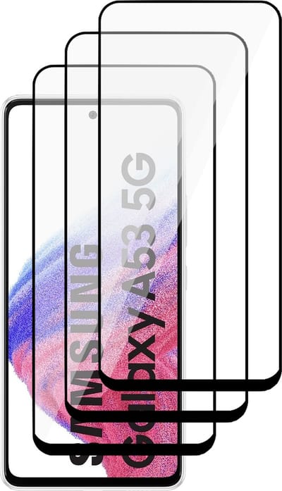 Screenprotector geschikt voor Samsung Galaxy A53 - Gehard Glas Beschermglas Tempered Glass Volledig Dekkende Screen Protector - 3 Stuks