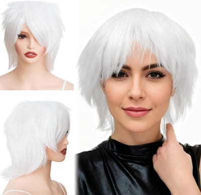 Cosplay Anime Peruk Korte Haar Mandarin Wit voor Mannen en Vrouwen - Halloween Kostuum en Carnaval Accessoire