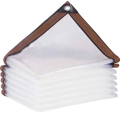 Waterdicht transparant PVC afdekzeil 2 x 4 m voor tuin en balkon met ringen