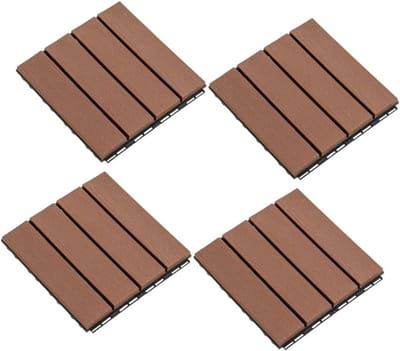 Terrastegels Kliksysteem - Balkontegels Buiten - Tuin Decoreren - Houtimitatie Design - 30x30CM - Koffie