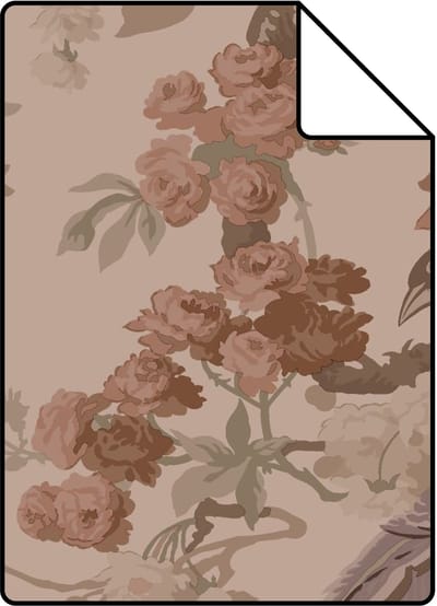 Proefstaal ESTAhome behang bloemen en vogels oudroze - 26.5 x 21 cm - 139809-S