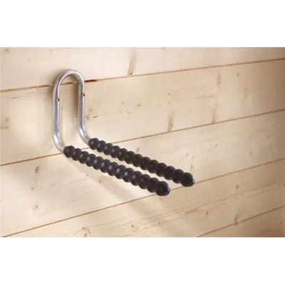 Mottez dubbele haak met geribbelde sleeve 40 cm - Zilver - Anti-slip | Wandmontage