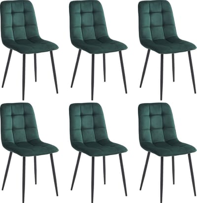 Colenis - Ela Eetkamerstoel - Set Van 6 - Groen - Velvet - Design