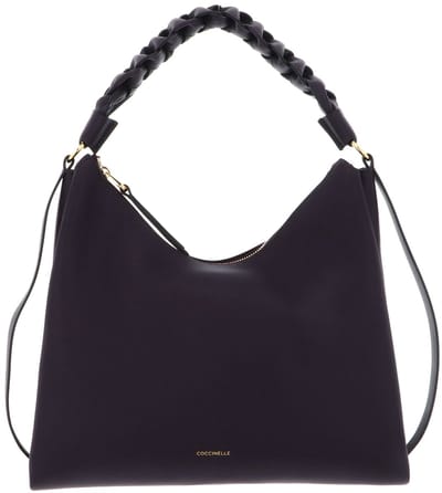COCCINELLE Leren schoudertas Boheme Grana Double Shoulder Bag Prune / Ribes donkerpaars
