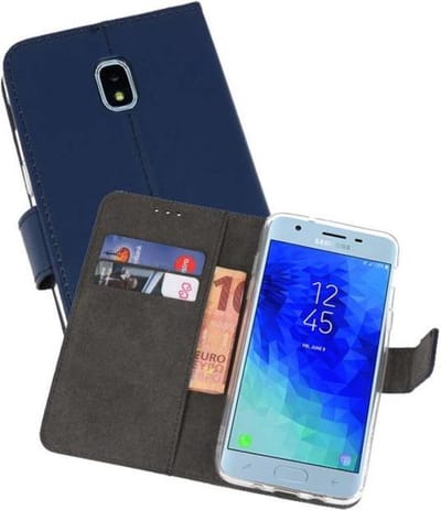 Booktype Telefoonhoesjes - Bookcase Hoesje - Wallet Case - Geschikt voor Samsung Galaxy J3 2018 - Navy