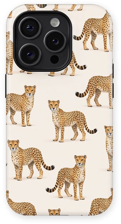 Safari Tough Case geschikt voor iPhone 14 Pro | Premium hoesje met Safari Dieren Design | Geschikt voor Mag | Dieren Print Backcover geschikt voor iPhone 14 Pro Cheetah