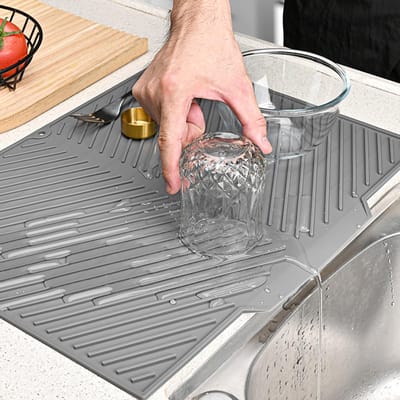 carmdering - Siliconen Afdruipmat - Keuken Droogmat - Multifunctionele Mat - Snelle Waterafvoer - Hittebestendig Ontwerp - BPA-vrij Siliconen - Hygiënisch En Anti-slip - Beschermt Werkbladen - 1 Stuk