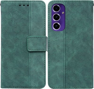Coverup Hoesje - Geschikt voor Samsung Galaxy A16 Hoesje - Coverup Geometric Book Case - Groen