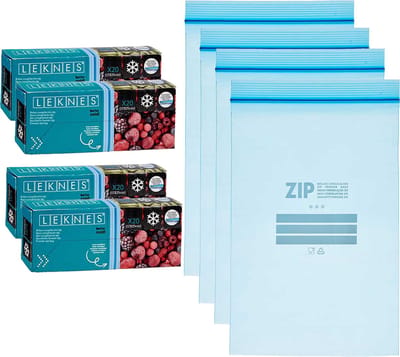 Leknes Keuken/diepvries vershoud zakken - 80x stuks - 17 x 25 cm - transparant - diepvrieszakken - voedsel luchtdicht bewaren