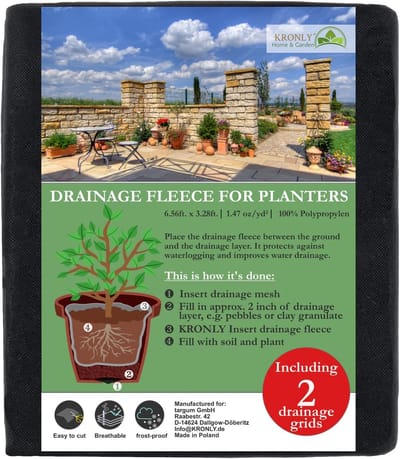 Vlies voor bloempotten - Onkruiddoek drainage - Plantenbakken beschermen - Voorkomt waterophoping - 2x1 meter