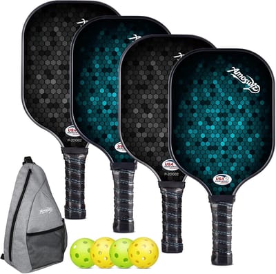 Pickleball Set - Augurk Bal Peddels - Sport Spelen - Glasvezel Materiaal - 40 x 20 cm - Zwart