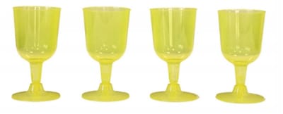 Excellent Houseware Wijnglazen - 4x - geel - kunststof - 160ml - herbruikbaar wijnglas