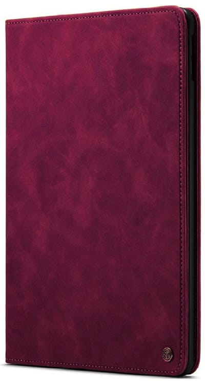 CaseMe Tablethoes geschikt voor Apple iPad Mini 6 | Tabletcase met pasjeshouder kaartenhouder | Tablet Hoes Hoesje gemaakt van Premium Suede imitatieleer | Bookcase met regelbare standen - Wijnrood