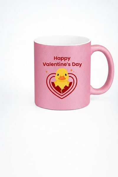 Valentijn Mok Roze Schattig Eendje Happy Valentine's Day - Keramische Cadeau Mok
