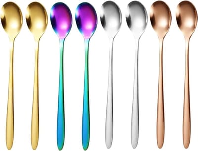 Dailygoods - Hoogwaardige roestvrijstalen koffielepels 8 stuks, roestvrijstalen lepels, lepelset, roestvrij staal, meerkleurig