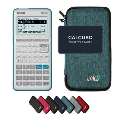 Casio Graph 35+E II incl. WYNGS Beschermhoes Turkoois - Grafische Rekenmachine - Basis Pakket